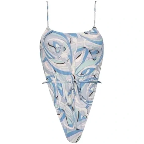 Monica Hansen Beachwear Vintage Chic Money Maker Abstract Blue one piece size M - Picture 3 of 7